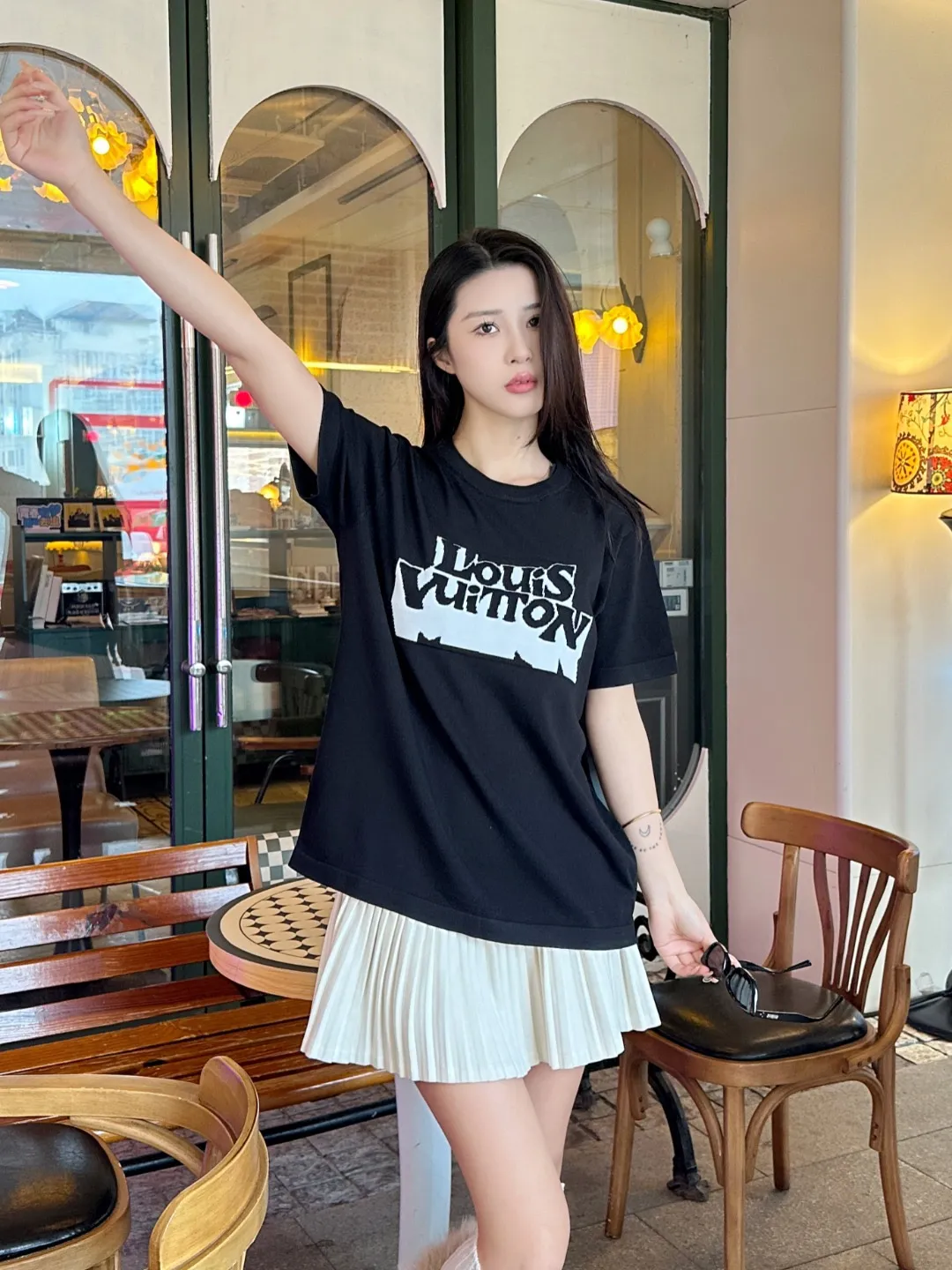 Louis Vuitton/Louis Vuitton letter ghost jacquard knitted short sleeves